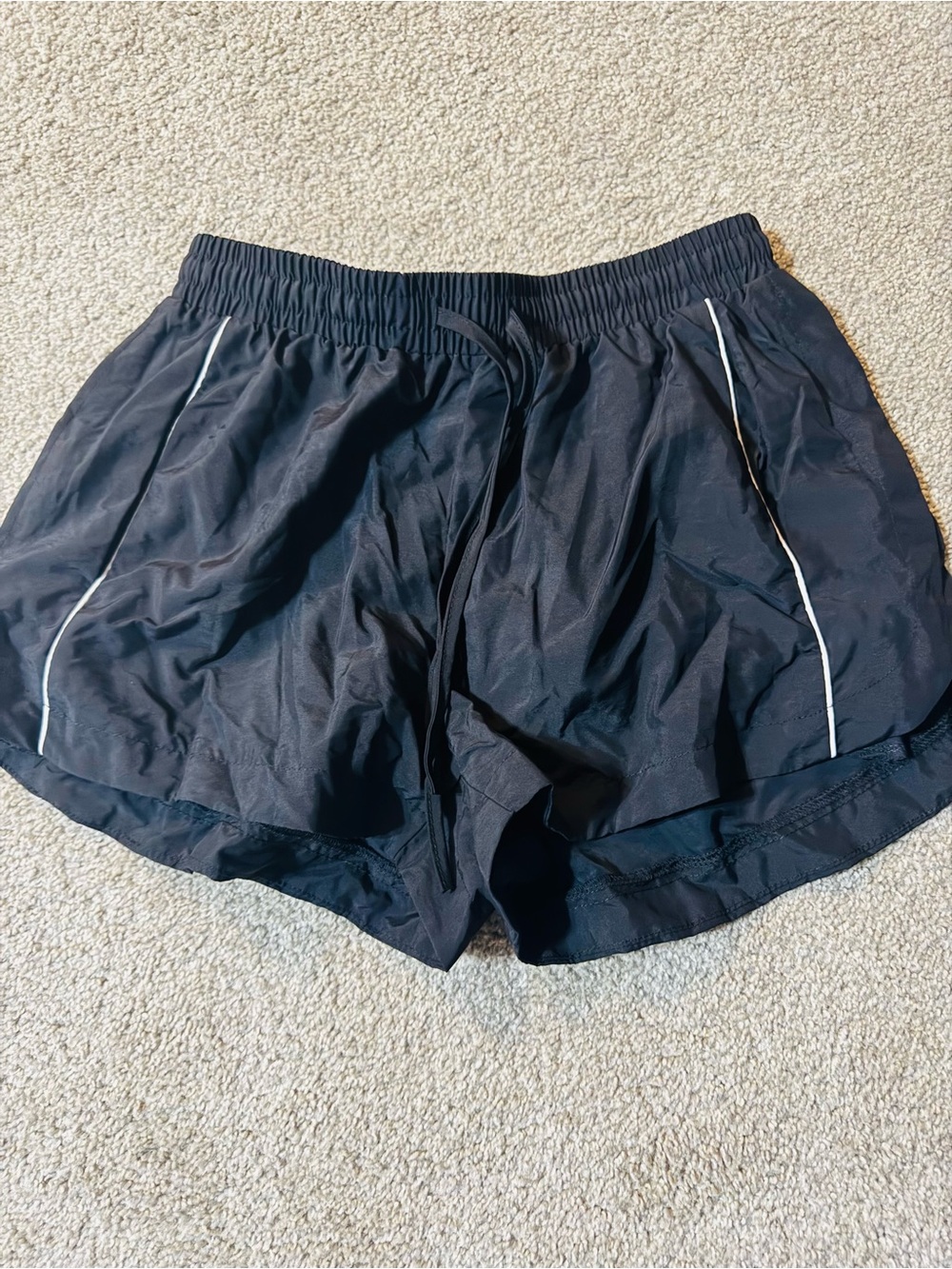 Black Athletic Running Shorts with White Piping